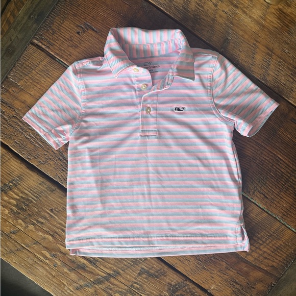 Vineyard Vines toddler polo shirt. Neon striped. Size 4T - Picture 2 of 4